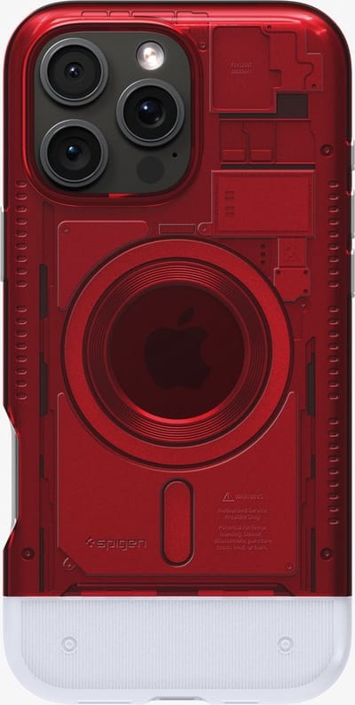 Spigen Classic C1 MagFit Hoesje Geschikt voor Apple iPhone 16 Pro Max - Compatibel met MagSafe - Retro Back Cover - Rood