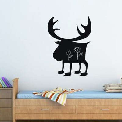 Schoolbordsticker - uitwisbare zelfklevende muurstickers - Hertensilhouet - 75x55cm