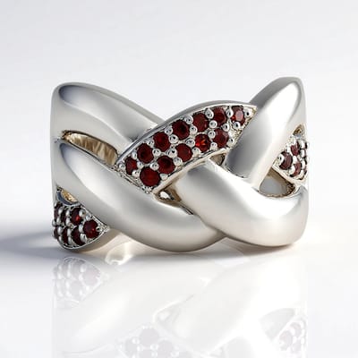 Cavill - 925 Sterling Zilver Ring met 0,576 ct Roze Zirkonen - Platina Geplateerd - Modern Gekruist Band Ontwerp - Luxe Damesring Maat 17