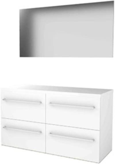 Basic-Line Basic 46 Badkamermeubelset - 120 x 46 cm - Met Grepen - 4 Lades - Wastafelblad - Spiegel - Ice White