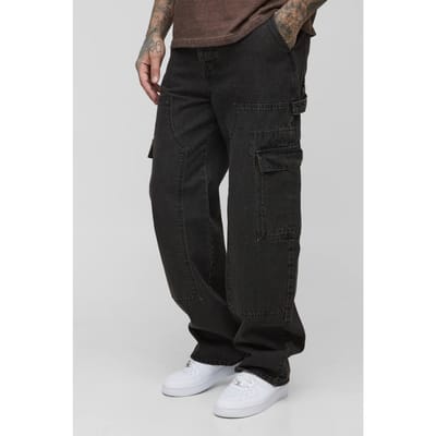 Hoge ontspannen pasvorm Carpenter Cargo Jeans | Washed Black | Size 30