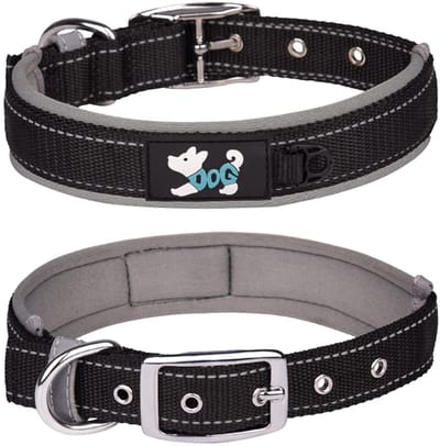 Dailygoods- Halsband Zacht Neopreen - Verstelbaar - Reflecterend - Nylon - Voor Grote Honden - Maat XL (58-68cm) - Hondenhalsband