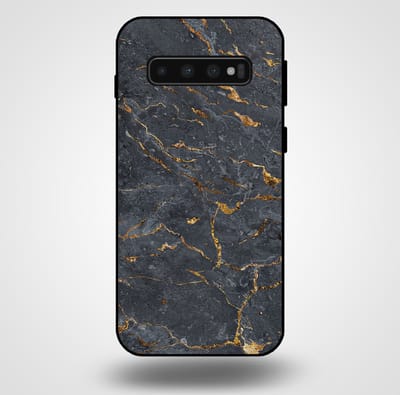 Smartphonica Telefoonhoesje voor Samsung Galaxy S10 met marmer opdruk - TPU backcover case marble design - Goud Grijs geschikt voor Samsung Galaxy S10