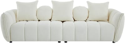 Vente-unique Vierzitsbank in beige getextureerde stof GONOLON