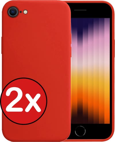 Hoesje - 2 Stuks - Geschikt voor Apple iPhone SE (2022) - Sterk & Shockproof - Telefoonhoes - Back Cover - Case Siliconen - Telefoon Hoes - Rood