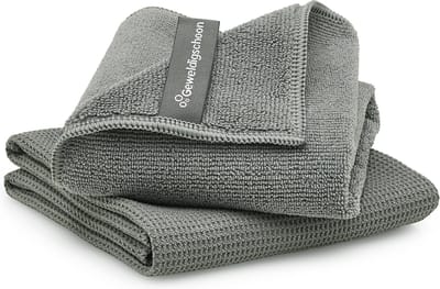 Geweldigschoon Raamdoekenset - Schoonmaakdoek en droogdoek - Microvezeldoeken - Maat M - Grijs
