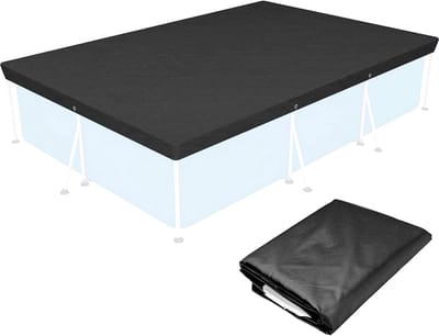 Rechthoekige zwembadafdekking, 300 x 201 cm, opvouwbare zwembadafdekking, regendicht en stofdicht, uv-bescherming (zwart)