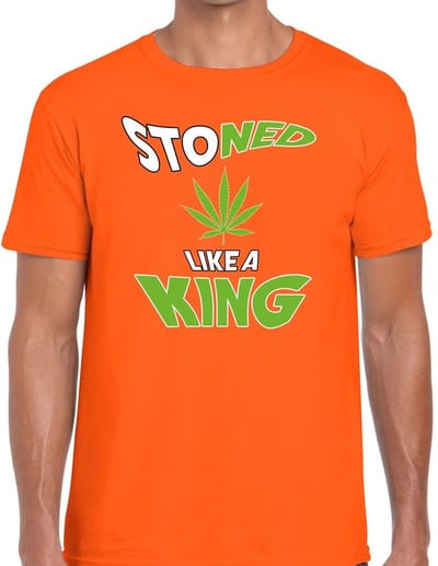 Oranje Stoned like a king shirt / t-shirt oranje heren - Koningsdag kleding S