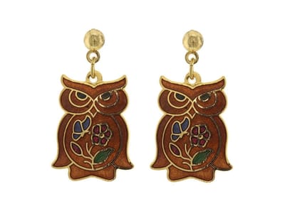 Behave - Oorhangers dames - uilenmotief - bruin - 2,5 cm