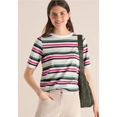 Shirt met korte mouwen en meerkleurige strepen