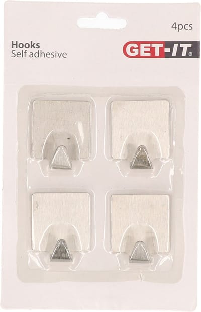 Excellent Houseware ophang haakjes - zelfklevend - 4x stuks - keuken - badkamer - rvs - D3.5 cm