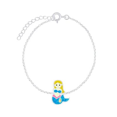 Joy|S - Zilveren zeemeermin armband 14 cm + 3 glitter
