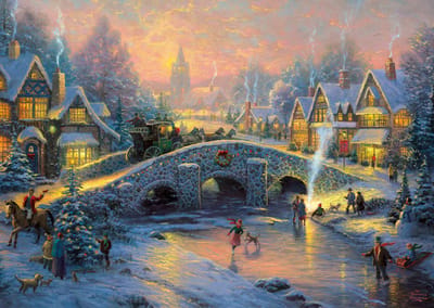 Kinkade Dorp In De Sneeuw
