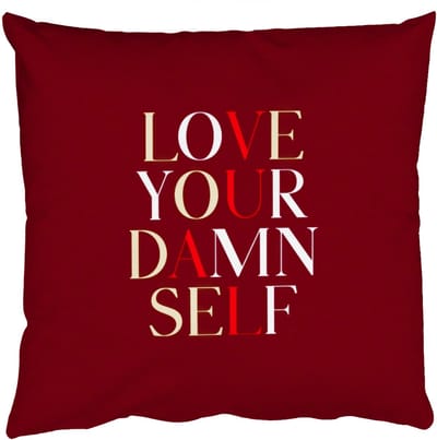 Sierkussens - Kussentjes Woonkamer - 50x50 cm - Love your damn self - Kleurrijk - Bordeaux