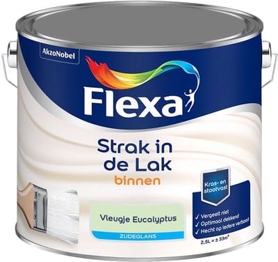 Flexa - Strak In De Lak Binnenlak Zijdeglans - Vleugje Eucalyptus - Mengverf - 2,5 L
