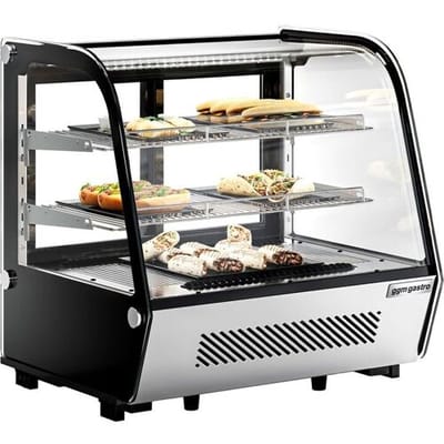 GGM Gastro Tisch-Kühlvitrine - 120 Liter - 690mm - rund - mit 2 Ablagen Zwart