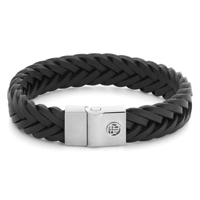 Rebel & Rose armband Full Metal Premium Braided Black 12mm RR-M0052-S