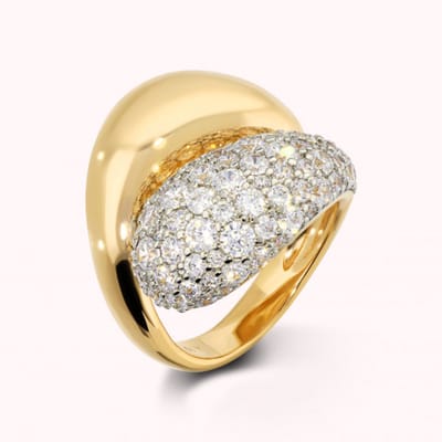 Bronzallure Contrarie' Ring Half Mixed Pave'Setting CZ White WSBZ02505Y.WR-14 Brons 54