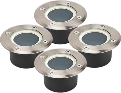Brendz 4 stuks Solar Grondspot voor Buiten LED, 20 Lumen, IP67 Waterdicht, 3000K Warm Wit Licht, Lithium-Polymeer Batterij, Solar Tuinverlichting Grondspots, Zilver, Doha