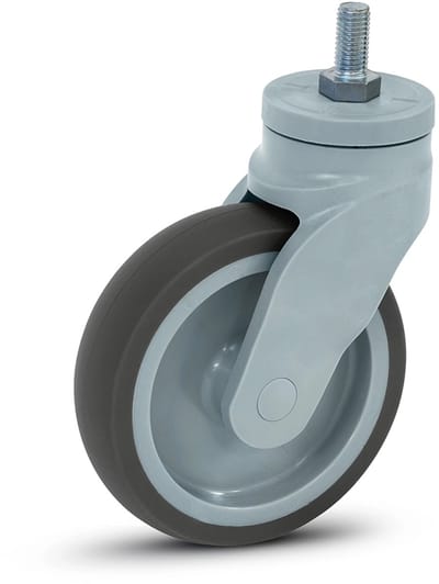 Grijs kunststof zwenkwiel met schroefdraad - 125mm - 100kg