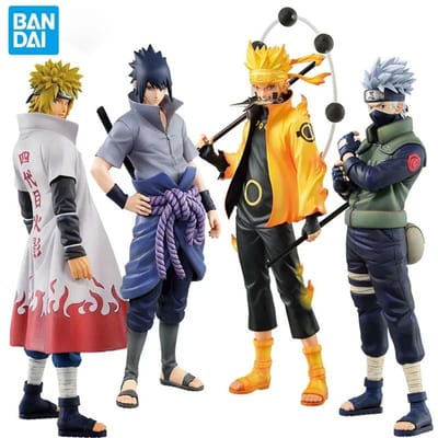 Figurine Anime Naruto Bandai 20cm Shippuden Uchiha Sasuke Hatake Kakashi Namikaze Minato Figurine d'Action Modèle de Collection Jouets Cadeaux