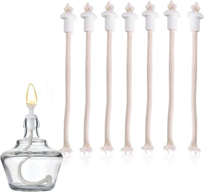 ByShane - Oil Drain Ceramic Wick Set van 7 Hittebestendige Wick Vervanging met Keramische Wijnfleshouders - Voor Tuinfakkel Kerosine Wick (Katoen)