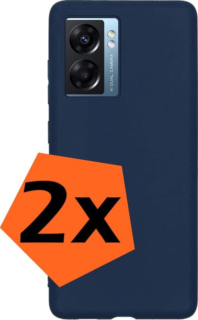 Hoes - 2 Stuks - Geschikt voor OPPO A77 - Sterk & Shockproof - Case Siliconen - Back Cover - Telefoon Hoes - Donkerblauw