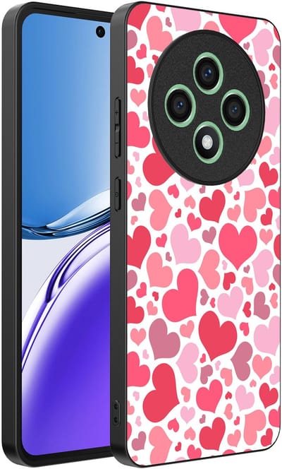 Smartphonica Telefoonhoesje Geschikt voor Oppo Reno 12F met Hartjes Print - Hearts Design TPU Backcover Case - Kinder Hoesje met Hartjes Design geschikt voor Oppo Reno 12F