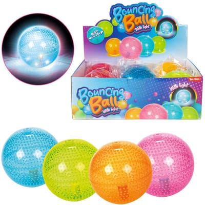 Toi-Toys stuiterbal neon met licht - Speelgoed bal 10cm.