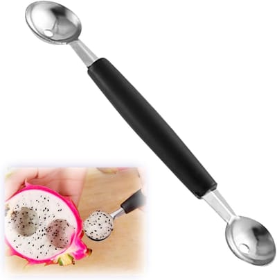 Fruitballenmaker - Dubbelzijdige lepel voor het snijden van meloenen, ideaal voor fruit, ijs en desserts, zwart