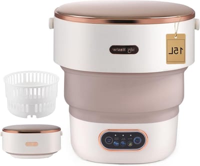 Draagbare mini-wasmachine - Opvouwbare wasmachine - Kleine was doen - Met centrifuge - 15 Liter - Kaki