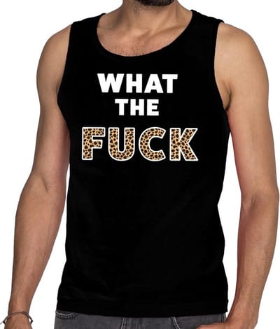 What the Fuck tijger print tekst tanktop / mouwloos shirt zwart heren - heren singlet What the Fuck tijger print S
