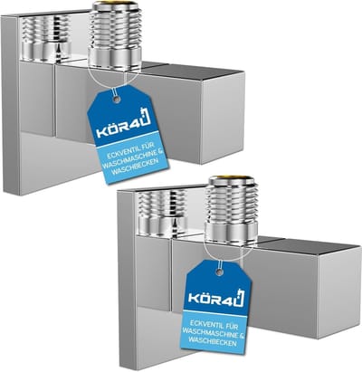 Set van 2 Hoekventielen 1/2 x 3/8 inch Hoekig Chroom met Snelsluiting voor Badkamer en Keuken