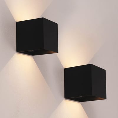Ledvion - 2x USB Oplaadbare Wandlamp met Sensor – 4400 mAh – Zwart – Draadloos – IP44 – Binnen & Buiten – Warm Wit Licht