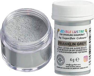 Sugarflair Eetbare Glanspoeder - Franklin Grey - 4g - Voedingskleurstof