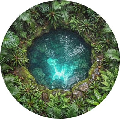 Badmat rond 70x70 cm - Antislip - Natuur - Jungle - Water - Groen - Badmatten voor badkamer - Badkamermat - Douchemat - Ronde badkamer mat