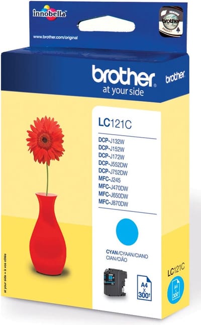 Brother inktcartridge, 300 pagina's, OEM LC-121C, cyaan 5 stuks
