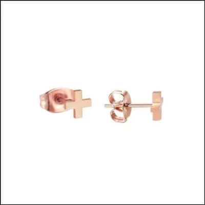 Aramat Jewels | Oorbellen | RVS kruisjes oorbellen | Rosékleurig / 5mm | | | Staal | Kinderen, Volwassenen | Verkleurd niet