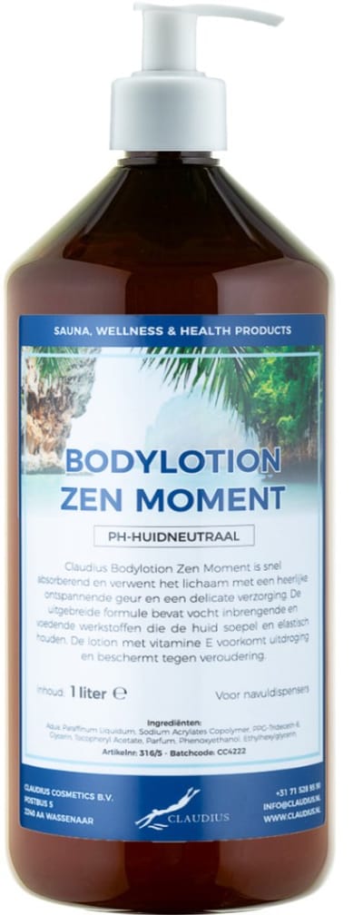 Bodylotion Zen Moment 1 Liter met witte pomp - stijlvolle en duurzame uitstraling