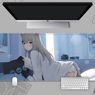 Grote Gaming Muismat 900 x 400 mm - Antislip Anime Desk Cover voor Computer en Toetsenbord met Comic Girl Design