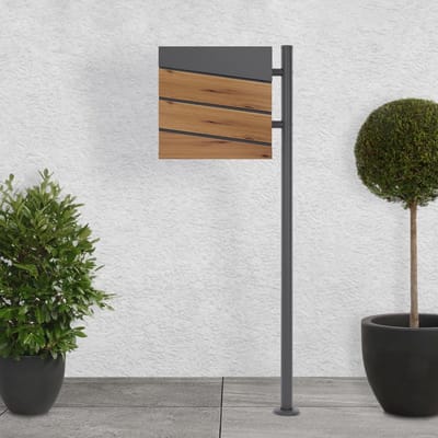 Design Brievenbus op Voet met Krantenvak, Antraciet
