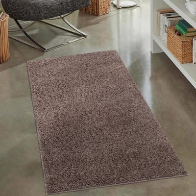 Dailygoods- Hoogpolig Tapijt 80 x 150 cm - Shaggy - Bruin - Pluizig - Modern - Zacht voor Woonkamer/Slaapkamer - Vloerkleed