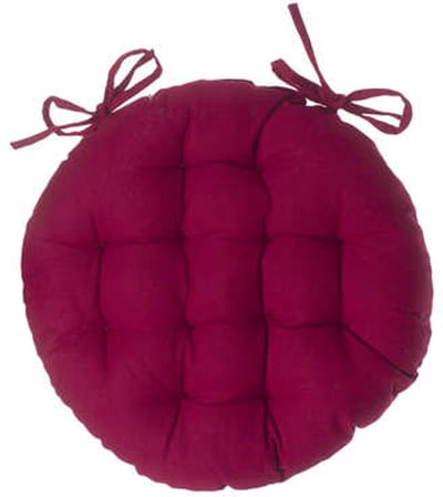 Atmosphera Tuinstoelkussen - donkerrood - katoen - 38 x 38 x 6.5 cm - wicker zitkussen rond