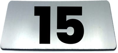 Nummerplaatje 15 - 80 x 50 x 1,6 mm - RVS-look geborsteld - Incl. 3M-tape | Nummerbordje - Deur en kamernummer - brievenbusnummers - Gratis verzending - 5 jaar garantie | Gratis Verzending