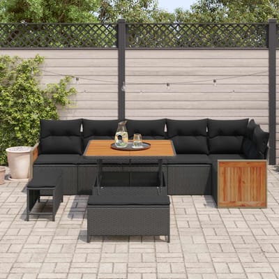 vidaXL - Tuinbank - Set - 9 - st - 9-Aantal - zitplaatsen - Zwart