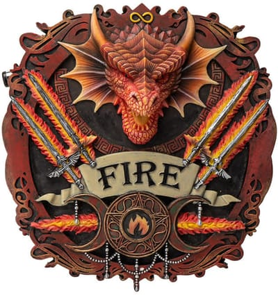 Wall Plaque - Fire Dragon Elemental Magic - 28cm - (AS) Anne Stokes