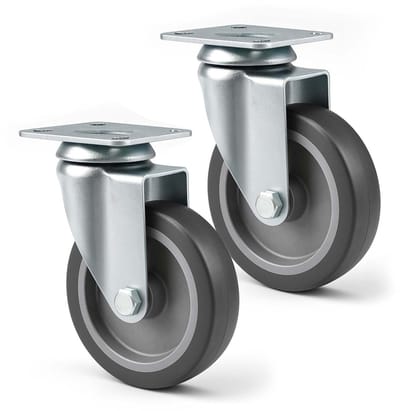 Zwenkwielen met Montageplaat - Verrijdbare Wielen - Meubels Verplaatsen - Hoge Geluiddemping - 75 mm - Zwart