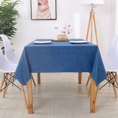 Home Decoratief tafelkleed Rechthoekige tafelkleden Eettafelhoes Effen kleur Katoenen linnen tafelkleed Eettafelhoes 130x200cm blauw