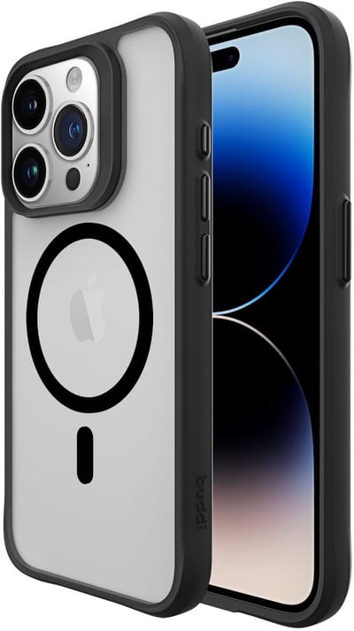 Buddi Hybrid - Hoesje Geschikt voor Apple iPhone 15 Pro - Compatibel met MagSafe - Back Cover met Magneet - Magnetische Beschermhoes - Matte Zwart