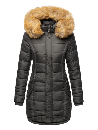 Navahoo Dames Winterjas Papaya – Getailleerd, Warm & Met Afneembare Bontkraag